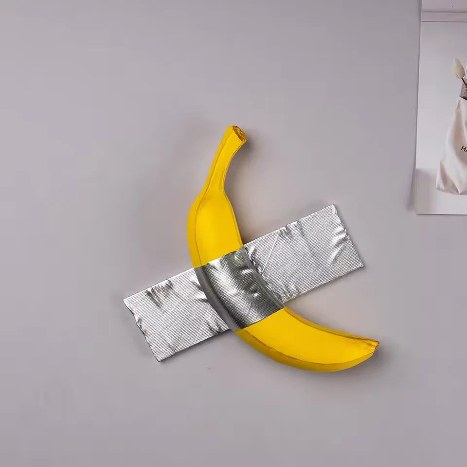 décoration murale moderne sculpture banane résine jaune brillante opaque maison salon cuisine bains cadeau