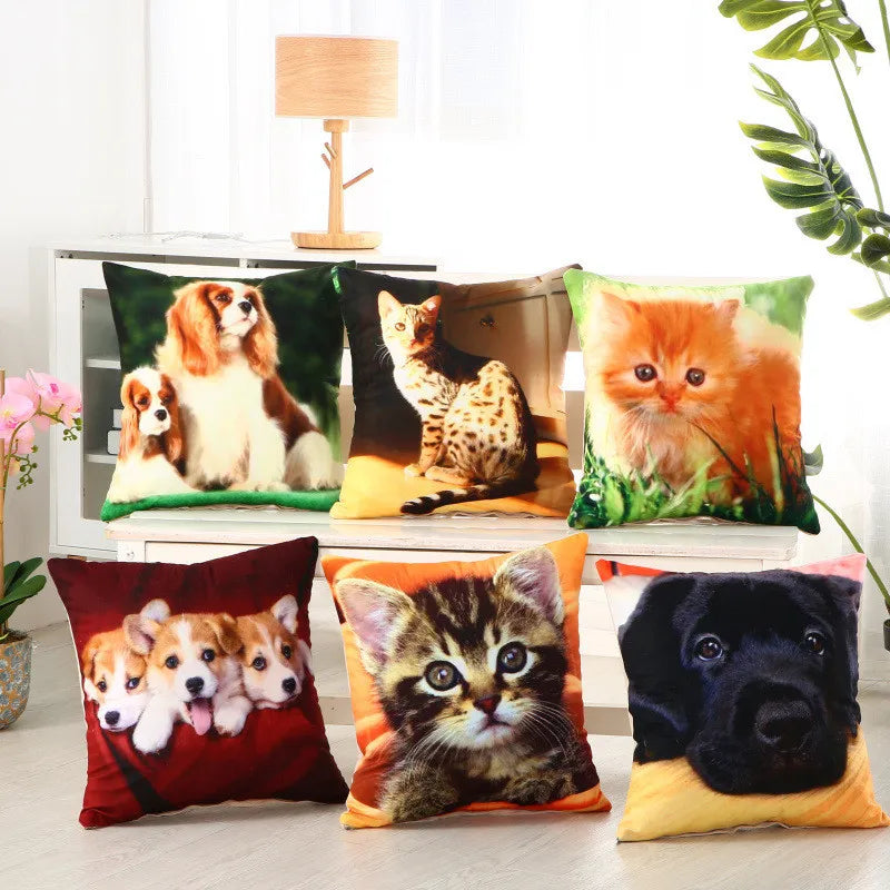 housse coussin imprimé animalier chien chat 45x45cm polyester moderne décoration salon canapé voiture lit