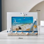 cadre photo marin coquillages voilier plage décoration intérieure bois filets pêche étoiles mer thuyền