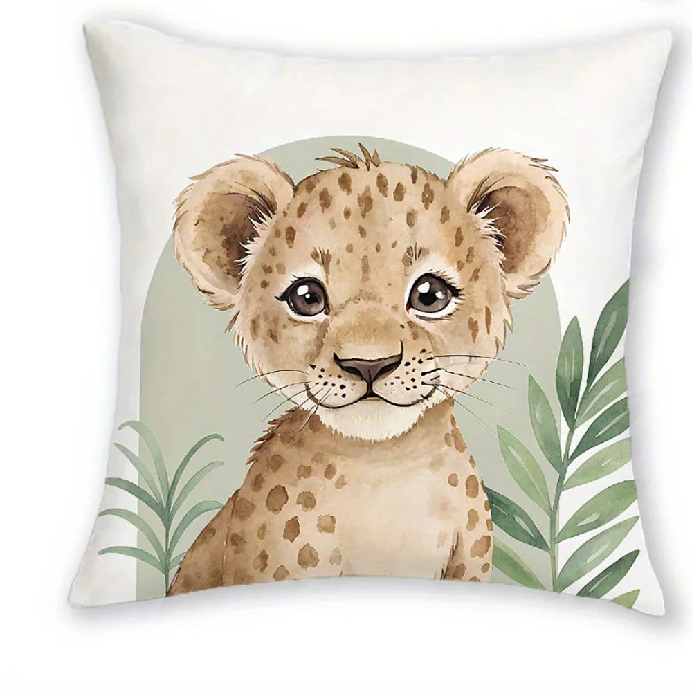 taies d'oreiller imprimées animaux zèbre girafe léopard éléphant moderne 45x45cm polyester zipper decoration chambre