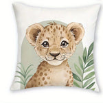 taies d'oreiller imprimées animaux zèbre girafe léopard éléphant moderne 45x45cm polyester zipper decoration chambre
