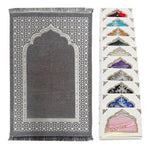 tapis prière islamique géométrique polyester bleu vert gris violet moderne