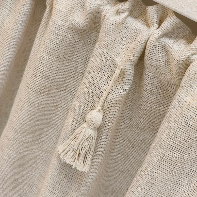 rideau coton lin beige rustique bohème fenêtre tringle decoration interieur champetre boheme tasson corde