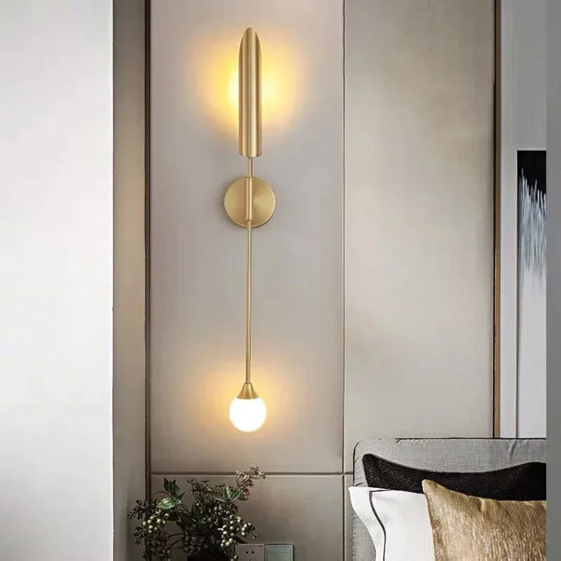 applique murale moderne or brillante luminaire décoration chambre salon minimaliste