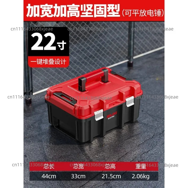 boîtes rangement outils rouge noir modulaires empilables compartiments pratiques robustes poignées organisation professionnelle industrielle