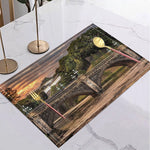 tapis table lin moderne motifs artistiques beige bleu orange noir jaune respectueux environnement 30x40cm