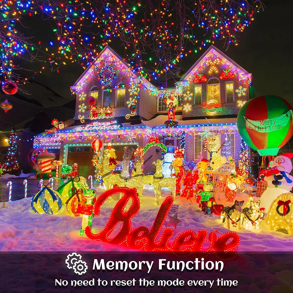 guirlandes lumineuses noël multicolores étoiles flocons décoration festiveextérieur icicles led solarABS IP65