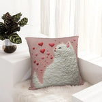 housse coussin polyester chat imprimé gris orange moderne salon chambre lit 45cm 45cm