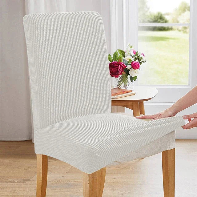 housse chaise marron foncé jacquard moderne élasthanne polyester extensible maison salon mariage