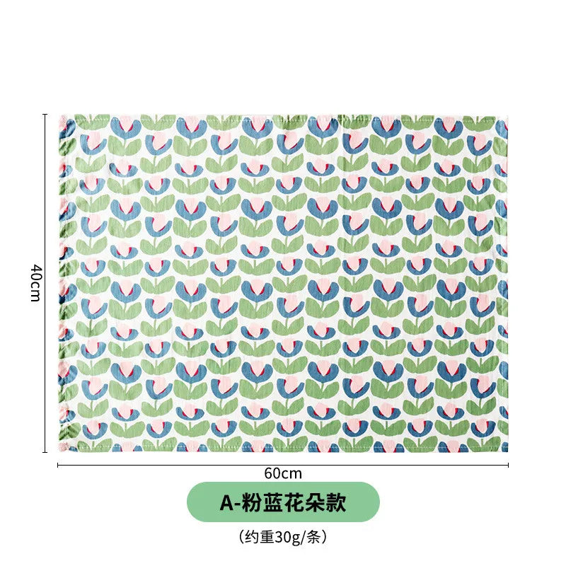 serviettes table coton fleurs modernes vert rose bleu blanc cuisine maison restaurant