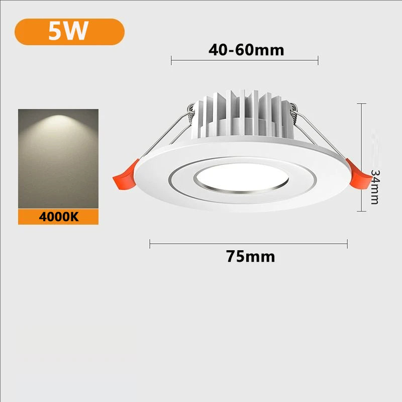 spots led blancs modernes 3w 220v grille refroidissement rond lisse 40 60mm