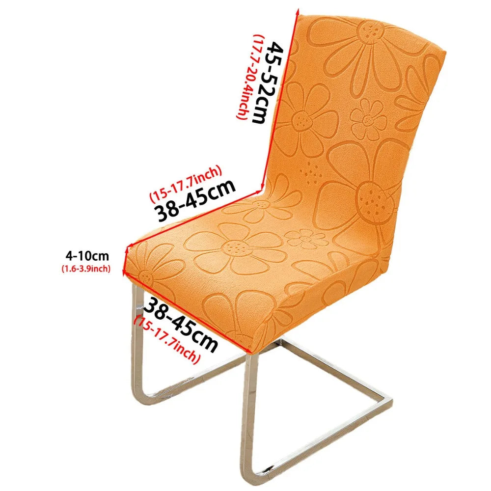 Housse chaise moderne fleurs imprimées orange bleu clair gris polyester élastique fauteuil accueil