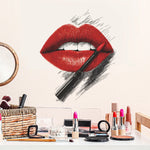 sticker mural moderne lèvres rouges adhésif pvc résistant eau salon chambre