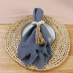 lot dix serviettes table coton beige clair franges rustiques mariage décoration chic maison