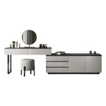 coiffeuse miroir led réglable meuble multifonctionnel moderne gris clair noir