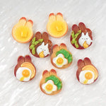 boucles d'oreilles marron jaune vert oiseau fromage pain oeufs détaillées modernes 5cm5cm