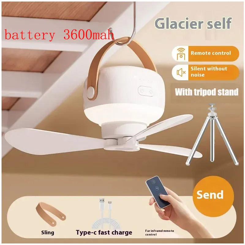 ventilateur portable blanc moderne télécommande rechargeable led campagne nuit chambre autonomie