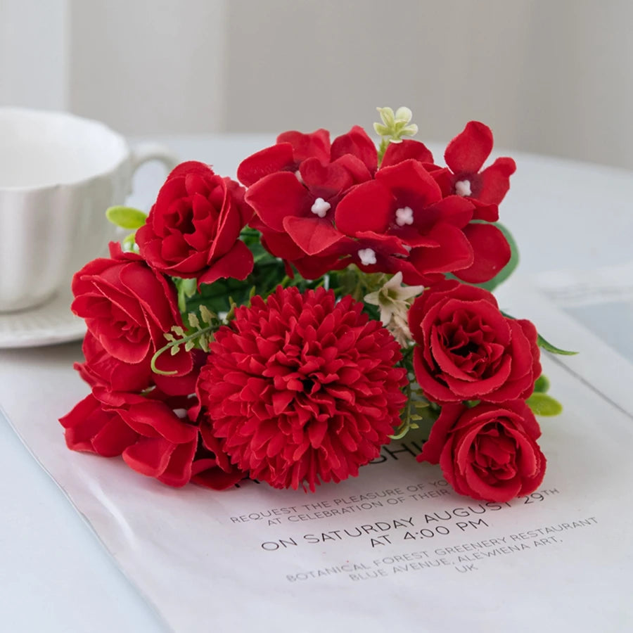 décoration extérieure bouquet fleurs artificielles roses dahlias mariage anniversaire transparent moderne