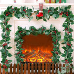guirlande noël baies rouges feuilles vertes décoration intérieure noël traditionnelle festive adhésive naturelle artificielle