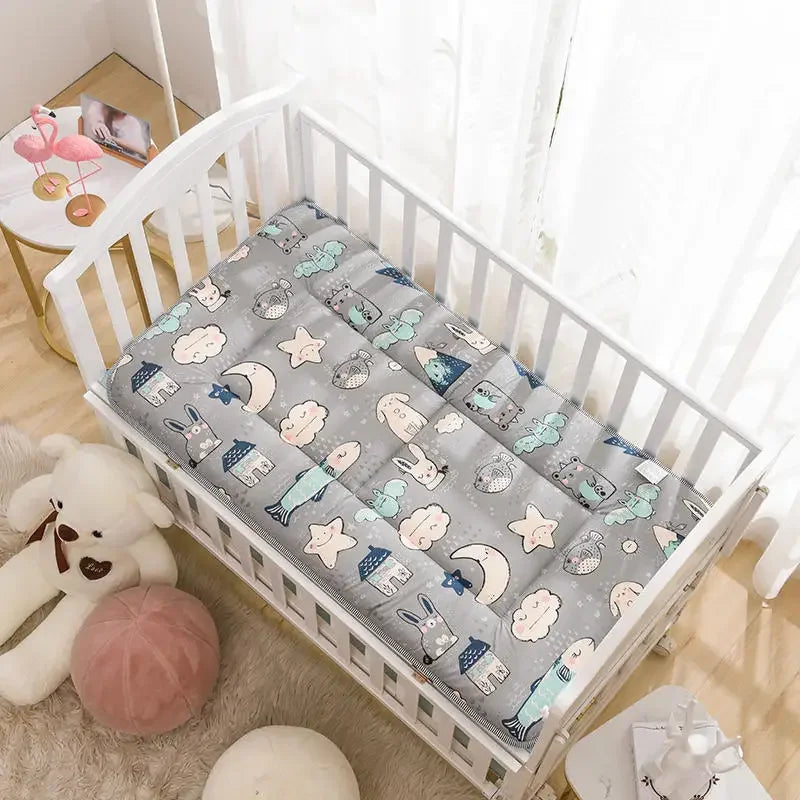 matelas bébé 120x60cm double faces motifs animaux doux rose blanc bleuclair