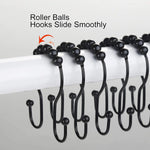 crochets rideau douche acier inoxydable moderne attaches billes glissière noir argenté minimaliste