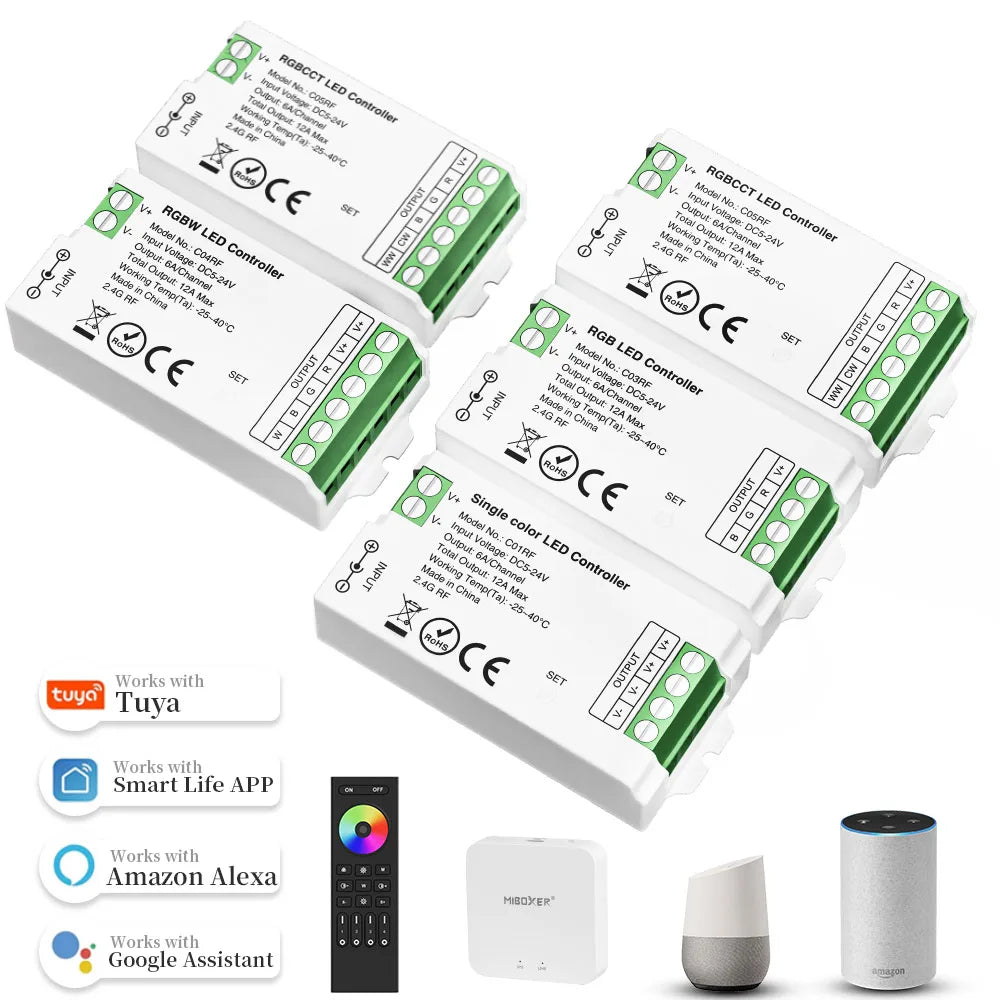 contrôleur led rgb cct moderne 5v 24v app commande vocale ethernet