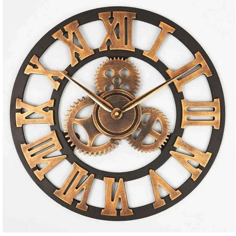 Détail des engrenages de l'horloge murale vintage
