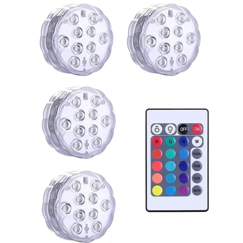 lampe led submersible transparente moderne 12 diodes rgb télécommande ip67 certifiée vde ul rohs