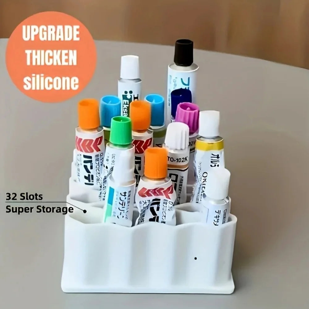 organisateur compartiments blanc minimaliste rangement tubes pinceaux stylos cartes clés usb