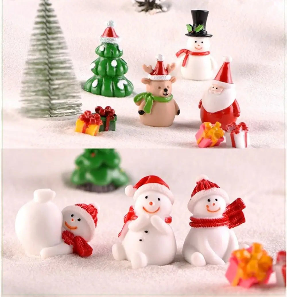 figurines noël rouge blanc vert personnages santa renne bonhomme neige chapeau écharpe