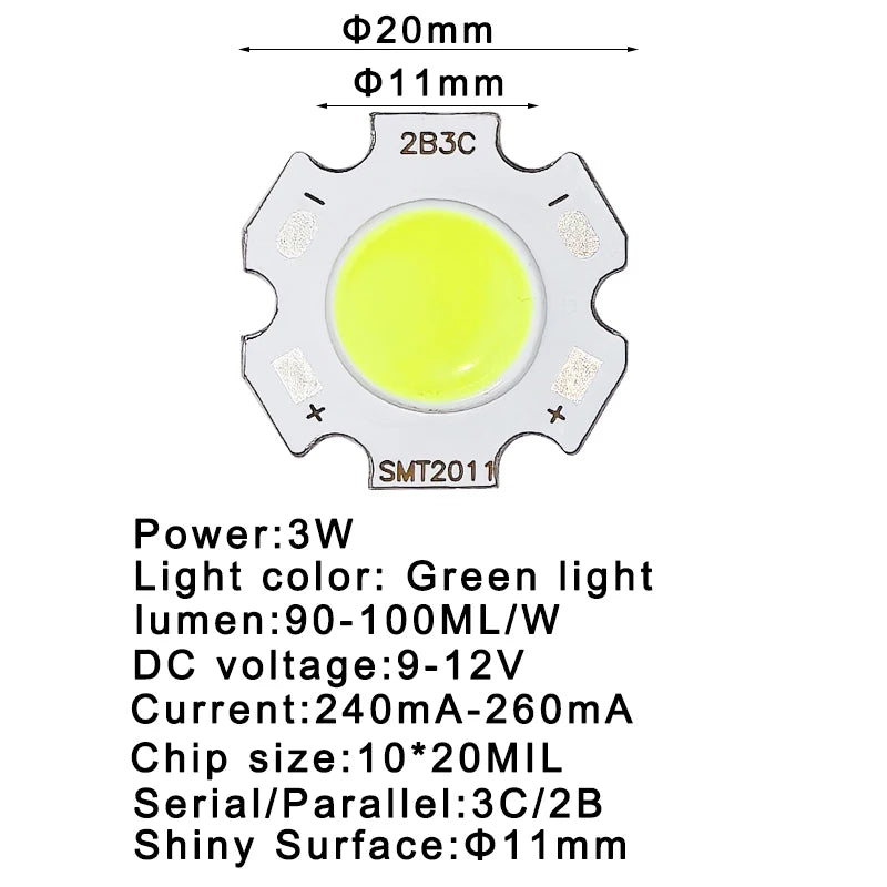 ampoules led 3w 5w rouge vert bleu diodes cob brillantes modernes 11mm