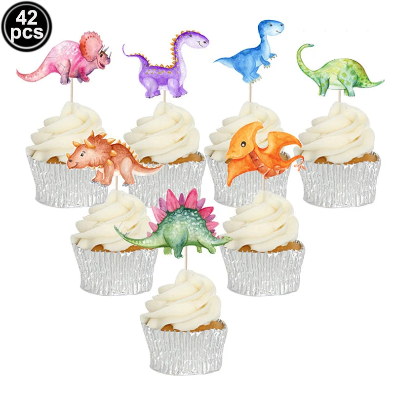 supports cupcakes dinosaures feuilles vert gris anniversaire jungle enfant thème jurassique festive occasionnels