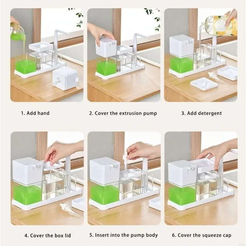 distributeur savon liquide moderne blanc vert transparent adhésif pratique cuisine porte serviette