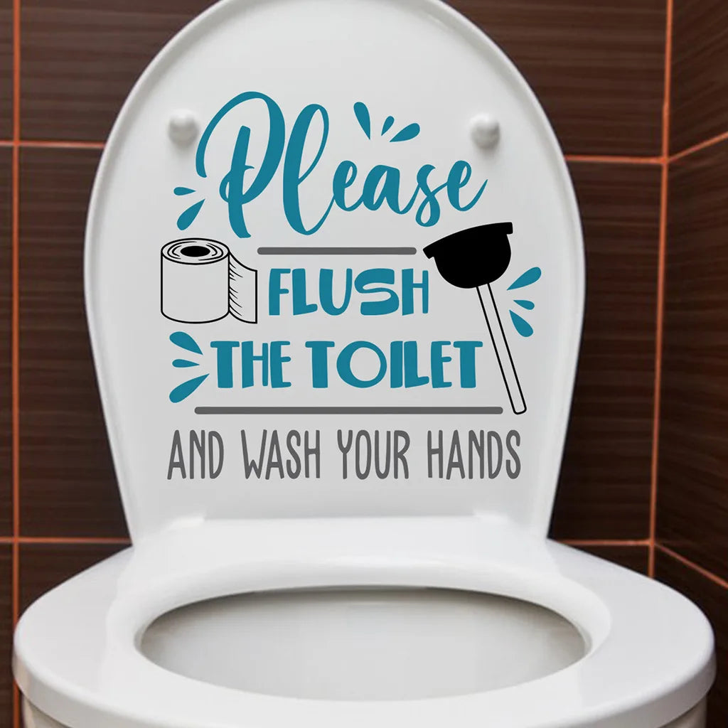 autocollants graphiques toilette blanc rouleau brosse vis décoration salle bains chambre murales amovibles