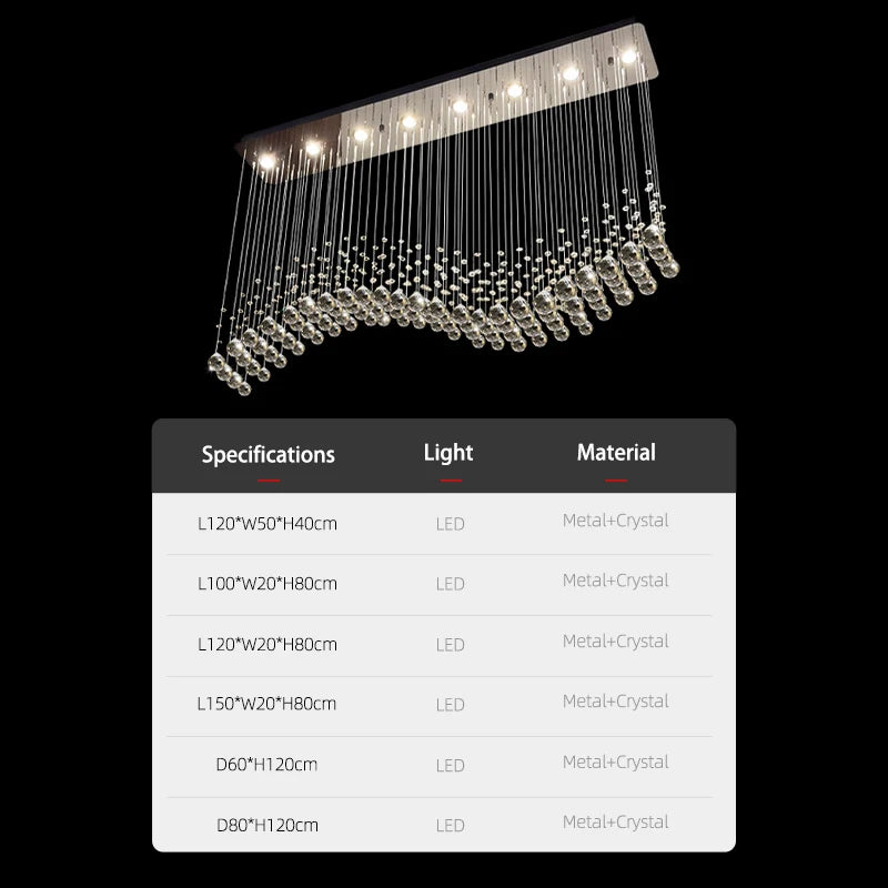 suspension lumineuse moderne cristal transparente argentée led 90 260v