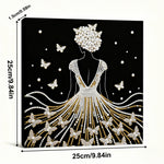tableau décoratif peinture strass papillons lune étoiles floral contemporain débutant artisanal 25x25cm