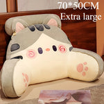 coussin décoratif chat peluche motifs oreilles rembourrées gris rose kawaii mignon 75x50cm doux