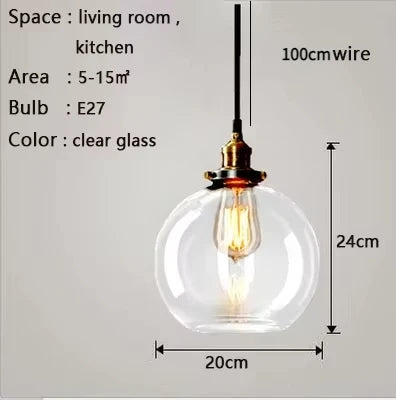 suspension lumineuse industrielle vintage transparente ampoule filament dorée câble suspendu chambre salon