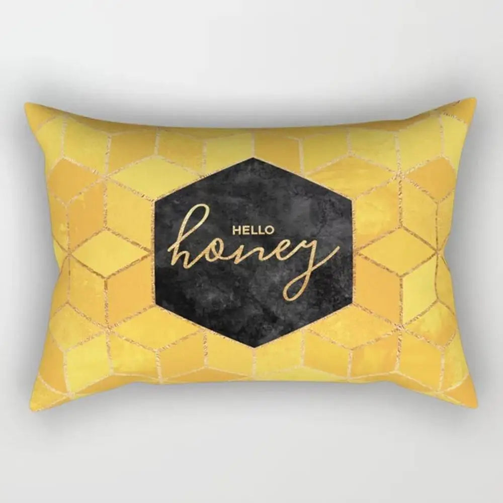 taies d'oreiller géométriques jaunes blanches modernes polyester 30x50cm minimaliste coussins rectangulaires motifs triangles losanges