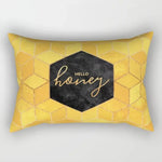 taies d'oreiller géométriques jaunes blanches modernes polyester 30x50cm minimaliste coussins rectangulaires motifs triangles losanges