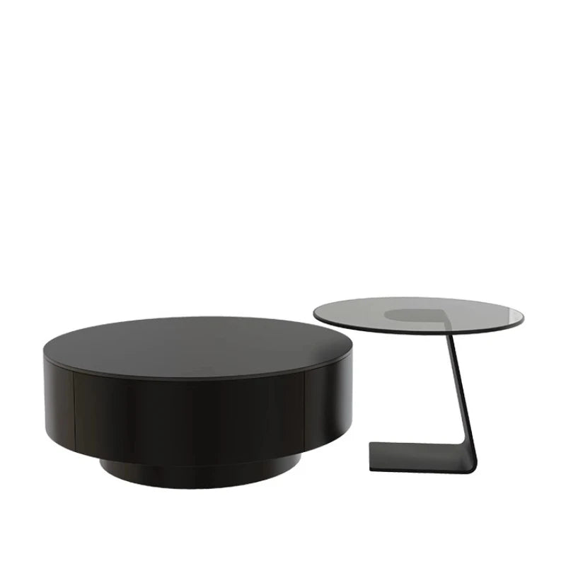 table basse moderne bois noir plateau amovible tiroir 70cm large 50cm profonde