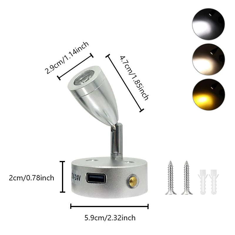 lampe lecture flexible moderne noir argent interrupteur tactile port usb éclairage mural led 12v
