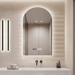 miroir intelligent éclairé led défogage moderne minimaliste gris beige lisse