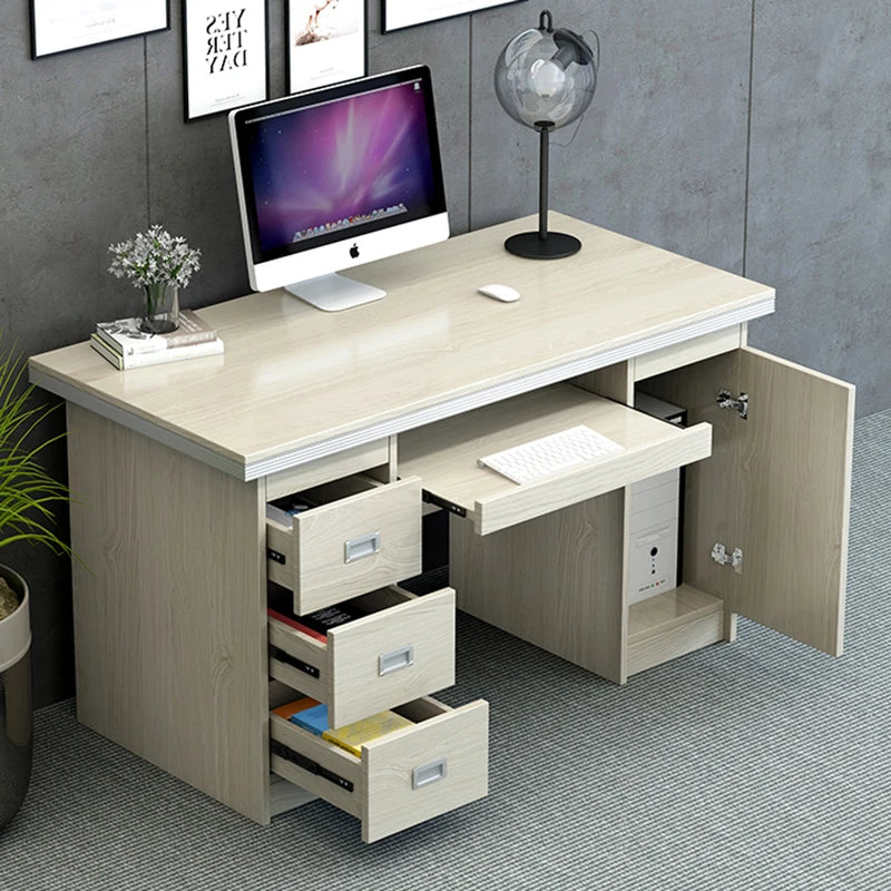 bois massif moderne marron foncé table travail informatique épuré intérieur maison