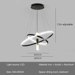 lampe suspendue moderne scandinave anneau métallique noir blanc doré salon chambre