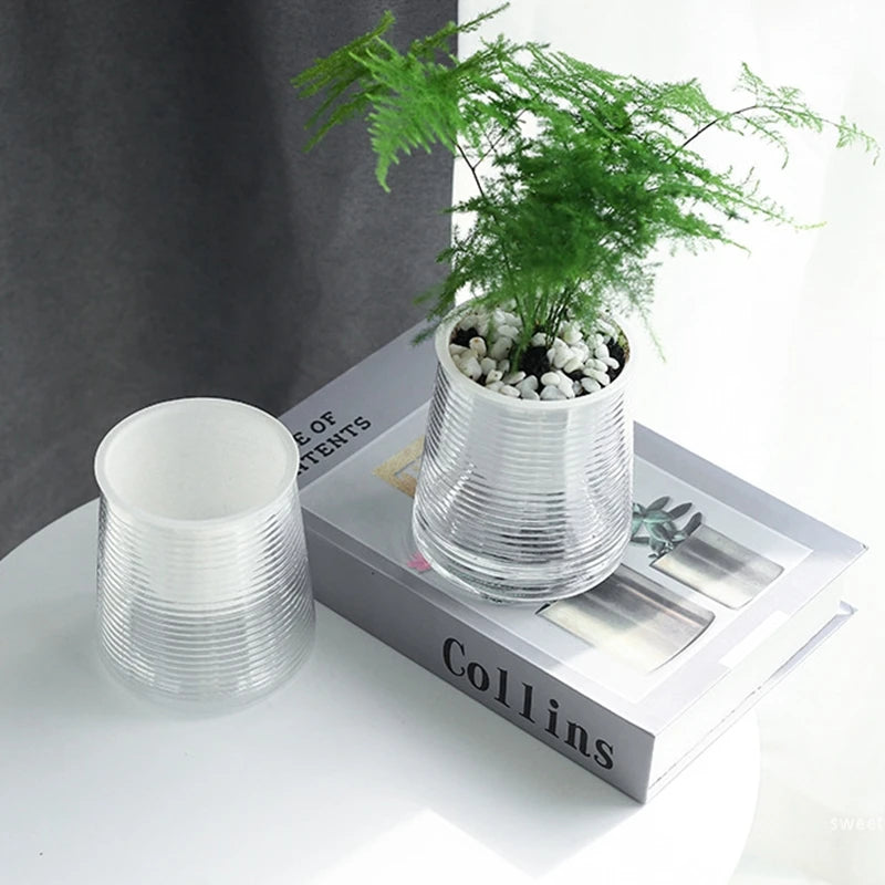 pots plante hydroponique transparent gris moderne minimaliste ridges verticales terre graines