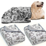 couverture animaux compagnie coton doux gris clair gris foncé imprimé pattes moderne confortable chiens