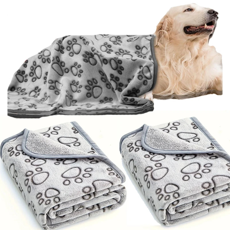 couverture animaux compagnie coton doux gris clair gris foncé imprimé pattes moderne confortable chiens