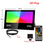 projecteur led rgb ip66 étanche extérieur télécommande réglage luminosité noir moderne