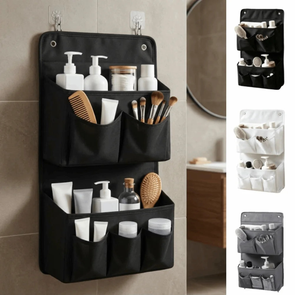 sac rangement mural noir gris clips modernes brosse flacon lotion crème